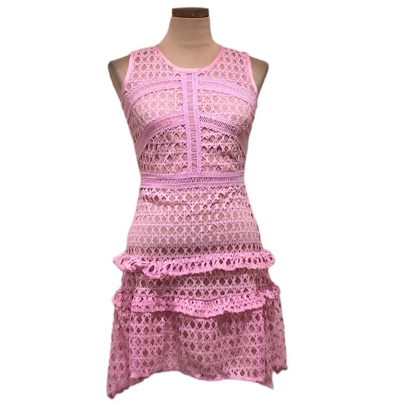 Francesca’s Collection Mini Dress Size XS Pastel Pink Guipure Lace - Picture 1 of 7